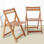 Acacia Wooden Chairs Set of 2, Folding Waterproof Small Patio Chairs with Waterproof and UV Coating, Indoor Outdoor Bistro Set for Garden Balcony Patio Lawn Living Room