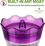 Hummingbird Feeders for Outdoors Hanging, BOLITE Glass Hummingbird Feeder, 4 Bee Guard Feeding Ports, Built-in Ant Moat, Leak Proof, 15 Ounces, Stars Decor, Purple, 2 Pack, Gifts for Women Men