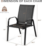 Tangkula 4 Piece Patio Dining Chairs, Outdoor Bistro Chairs W/Curved Armrests, Easy-to-Dry Fabric, Reinforced Steel Frame, Wide & Comfortable Camping Chairs for Garden, Poolside, Backyard (2, Black)