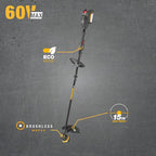 Cat DG610.9 60V 15” Brushless String Trimmer Cordless with Dual Line Bump Feed Head, Edger with Quick Line Load, Weed Trimmer with ECO Mode for Extended Runtime – Tool Only
