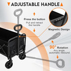 Collapsible Wagon Cart with Wheels, 360 lbs Wagons Carts Foldable Wagon Cart with Flexible Handle, Lightweight Portable Folding Utility Grocery Shopping Cart for Camping Grocery Sports Garden