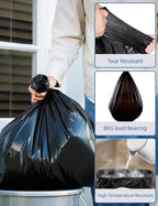 8 Gallon Trash Bags, 40 Counts, Flag Garbage Bags with No Flaps and No Ties, 55 * 65cm, 7g/pcs,Unscented, Black