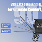 EchoSmile Collapsible Folding Wagon Cart 360lbs, Heavy Duty Garden Utility Cart with All Terrain Wheels, Large Capacity Outdoor Wagon for Camping, Beach, Shopping, Picnic (Black)