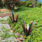 Metal Agave Plant Garden Art, 2 Pack Big Tequila Rustic Sculpture, Rustic Metal Agave Plants Lawn Home Ornaments, for Yard Stakes, Garden Figurines, Outdoor Patio (2 PCS Colorful with Light)