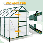 EAGLE PEAK 10x6x7 Outdoor Walk-in Hobby Greenhouse with Adjustable Roof Vent and Rain Gutter, Base and Anchor, Polycarbonate Aluminum Green House for Backyard Garden, Dark Green