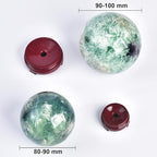 JIC Gem Large Crystal Ball Feather Fluorite Healing Crystals Sphere with Wooden Stand Meditation Home Decor 3.5-4 inch (90-100mm)