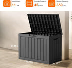 ROJIK Outdoor Storage Housing Deck Box - Waterproof Patio Furniture, Garden Tools, Cushions, Pool Accessories Storage Bench with Lockable Lid and Side Handles (Black 48 Gal)
