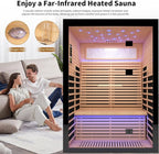 Sauna Infrared Far Infrared Sauna for Home 2 person Sauna with Hemlock Wood 2160W Dry Sauna for Home 2 Person Infrared Sauna Low EMF Indoor Sauna for Two Person in Home Sauna with Bluetooth Speakers