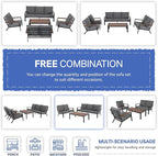 Soleil Jardin Aluminum Patio Furniture Loveseat, Outdoor 2 Seats Sofa Couch with FSC Certified Solid Wood Top, Outdoor Conversation Set Deep Seating Loveseat w/Removable Cushion, Dark Grey