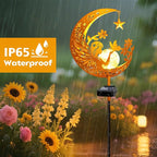 YJFWAL Garden Solar Fairy Lights Pathway Stake Lights Glass Globe with Moon Angel Decor, Gifts for Mom Grandma Friends, Outdoor Decor Light Waterproof for Walkway, Yard, Patio or Garden (Warm White)