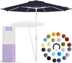 Midtown Umbrellas The Swilt 8 Feet Patio Umbrella in Terylast Navy (Navy Blue) Polyester Fabric - Fiberglass Ribs, Auto-Tilt Aluminum Frame For Backyard, Deck, Garden, Pool - White Pole