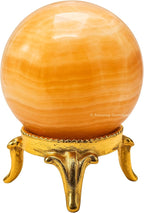 Amazing Gemstone Yellow Calcite Banded Crystal Ball with Stand - 2 Inches Crystal Sphere Meditation Balls for Witchcraft and Decorative Balls