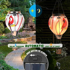 Hot Air Balloon Solar Lantern - Cardinal Bird Glass Lantern, Simulated Flickering & Dancing Flame, Outdoor Hanging Yard Light Waterproof IP65 for Patio Lawn Porch Decor Gift