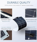 Flexible Solar Panel kit 100W 12V, monocrystalline Solar Panel10A Charge Controller,Extension Cable,Y-Type Connector for Off Grid RV, Boat,Cabin,Home Uneven Surfaces (100W Solar KIT White)