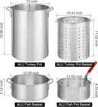 30QT Turkey Fryer & 10QT Fish Fryer, Outdoor Turkey Deep Fryer Pot Set Seafood Boiler Kit,4-Pcs Cooker Set, Gas Fryer Boiler Steamer with 54,000 BTU Burner,Turkey Rack for Backyard & Outdoor Cooking