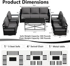 Outdoor Patio Furniture Set, 6-Piece Aluminum Patio Conversation Set All-Weather Metal Outdoor Sectional with 6 Inch Thick Cushions, Deep Setting for Garden, Outside and Porch