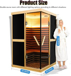 2 Person Infrared Sauna,Far Infrared Home Sauna Room,1980W Light Therapy Lamp Dry Sauna for Home,Canadian Hemlock Indoor Corner Sauna Spa with Bluetooth Speaker,for Unwell Men,Women,Elderly