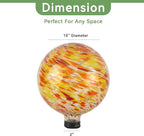 Lily's Home Glass Gazing Ball, A Colorful Addition to Any Garden or Home, Ideal As a Housewarming Gift. 10 Inch (Fiery Sunset)