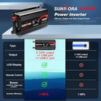 1000 Watt Inverter with LCD Display 12V DC to 110V/120V AC 2000 Watt(Peak) Car Power Inverter with 2 AC Outlets 20W PD USB-C and 18W QC USB-A Power Converter for Car, Laptops, Road Trip