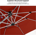 PURPLE LEAF 11 FT Cantilever Patio Umbrellas with Base Included, Large Square Offset Umbrella with 360° Rotation, Outdoor Aluminum Pool Umbrella for Pool Lawn Garden, Terra
