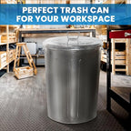 Plexon 20 Gallon Metal Trash Can with Lid Outdoor Galvanized Steel Large Garbage Can, 6 Pack