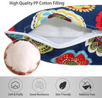 Magpie Fabrics Pack of 2 Outdoor Waterproof Lumbar Rectangular Throw Pillow with Insert 12x20 Inch, Home Decorative Toss Cushion for Patio Garden Car Office (Floral Navy)
