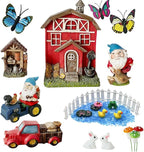 BangBangDa Miniature Fairy Garden Accessories - Garden Gnome Figurines House Set of 22PCS - Outdoor Resin Mini Gnomes Statue for Plant Pots Decor, Women Gardening Lover Birthday Gift