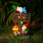 Galiyen Garden Gnomes Outdoor Clearance Large - 11.8'' Garden Gnome Statue with Solar LED Lights, Outdoor Spring Decorations for Patio Yard Lawn Porch Funny Gnomes Ornament Gift