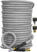 Pressure Washer Hose 200FT 4000 PSI, Kink Resistant Steel Braided Layer & NonMarking Rubber for Hot/Cold Water, High Power Washer Hose With 3/8 Inch Quick Connect & M22 Fitting, Gray