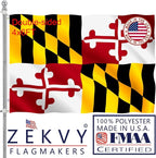 Maryland States Flag 4x6 Outdoor Made in USA - Double Sided Heavy Duty Vivid Color Maryland MD Flags with 2 Brass Grommet