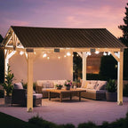 CHARMELEON 12x14 Cedar Wood Gazebo,Heavy Duty Patio Gazebo with Metal Gable Roof,Permanent Hardtop Gazebos Pavilion for Backyard,Outdoor,Deck,Garden,Porch