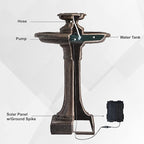 XBrand 28" Solar-Powered Outdoor Birdbath Fountain – Large Brown Resin Water Fountain with Solar Panel for Lawn and Garden Decor