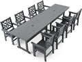 10 Piece HDPE Outdoor Dining Set for 8, Patio Dining Furniture Set with 2 Table and Umbrella Hole, Outdoor Table and Chairs for Garden, Poolside, Backyard, Deck