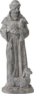 Newman House Studio Vintage St Francis Garden Statue - 15.2 Inch Resin Patron of Animal Figurine Saint Francis Sculpture with Sheep for Garden Decor