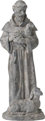 Newman House Studio Vintage St Francis Garden Statue - 15.2 Inch Resin Patron of Animal Figurine Saint Francis Sculpture with Sheep for Garden Decor
