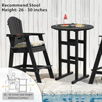 Sundale Outdoor Adirondack Round Bar Table, 39 Inch Height Patio Large Pub Table for 4, All Weather HDPE High Top Bistro Counter Table for Outside Deck Porch Balcony Poolside, Black