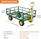 3-in-1 Heavy-Duty Steel Garden Cart, 1200 Lbs Garden Wagon, with 13 Inch All-Terrain Tires and Removable Mesh Side Panels, 180° Rotating Handle, Metal Utility Yard Trailer, Outdoor Gardens Wagon Cart