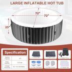 LILYPELLE 2-4 Person Inflatable Hot Tub, Large Portable Hot Tub with 120 Bubble Jets, Outdoor Spa Round Bathtub Set Included Heater Pump, Filter and Insulated Cover, 71" X 71" X 25"