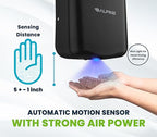 Alpine Automatic Hand Dryers for Bathrooms Commercial High Speed 110-120V Stainless Steel Electric Hand Dryer, Plug In & Hardwire Options with Air Filter, ADA & UL Compliant & 5 Years Coverage (Black)