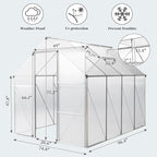 VINGLI 8x6 FT Greenhouse for Outdoors, Aluminum Large Polycarbonate Greenhouse with 5 Roof Vents for Outside Garden Backyard, Easy Setup, Silver