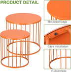 SUNNYPARK Outdoor Side Table Set of 2, Metal Circle Accent End Tables for Balcony Backyard Garden Indoor Living Room, Durable Black Nesting Coffee Tables, 20”+16” Dia