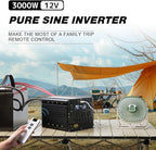 3000 Watt Pure Sine Wave Power Inverter with LCD 12V DC to 110V/120V AC Peak Power 6000W Car Power Inverter with 4 AC Outlets & 1 USB Port & Remote Control for Truck RV Car Solar System