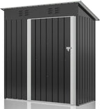5x3 FT Outdoor Storage Shed, Garden Shed with Updated Frame Structure and Lockable Doors, Metal Tool Sheds for Backyard Garden Patio Lawn, Grey