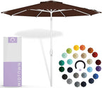 Midtown Umbrellas The Swilt 10 Feet Patio Umbrella in Sunbrella Bay Brown Acrylic Fabric - Fiberglass Ribs, Auto-Tilt Aluminum Frame For Backyard, Deck, Garden, Pool - White Pole