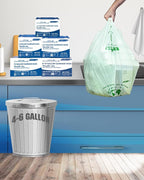 4-6 Gallon Compostable Trash Bags, 75 Count, Kitchen Compost Bags With Handle, Sturdy Biodegradable Garbage for Food Scrap Waste, ASTM D6400, US BPI Certified