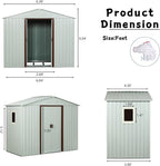 6 x 5 FT Outdoor Storage Shed, Metal Garden Shed with Floor Frame, Tool Shed Outdoor Storage with Lockable Sliding Doors & Window & Air Vents, Storage House Waterproof for Backyard, Lawn, White