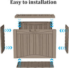 50 Gallon Plus Waterproof Outdoor Storage Bin Resin Deck Box for Patio, Poolside, and Garden, Lockable & UV-Resistant, Ideal for Small Spaces, Grey