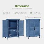 MCombo Outdoor Storage Cabinet, Small Storage Shed with Removable Shelf, Wood Garden Shed with 2 Doors for Yard Patio Lawn (24.6 x 18.3 x 38.2 inch) 0985 (Blue)