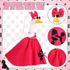 Outus Halloween Poodle Goose Outfits Funny 50s Poodle Skirt for Porch Goose Hot Pink 23 Inch Holiday Geese Cloth for Halloween Vintage 1950s Party Yard Garden Outdoor Decor