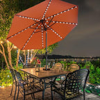 EliteShade USA 10-Year-Non-Fading Solar 9ft Market Umbrella with 80 LED Lights Patio Umbrellas Outdoor Table Umbrella with Ventilation,Rust